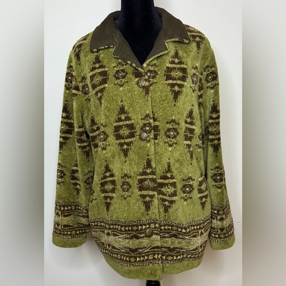 Women’s Tsunami olive green and brown long sleeve button front barn jacket small - Picture 1 of 9